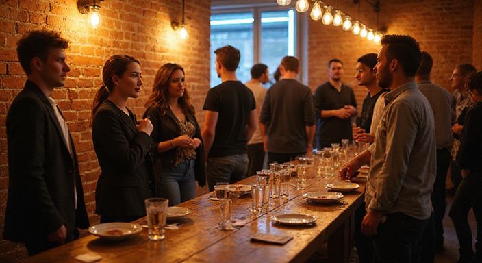 Een intieme bijeenkomst van jonge volwassenen in een netwerksetting.