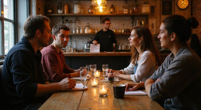 Een speeddate-evenement met betrokken deelnemers en oprechte interacties.