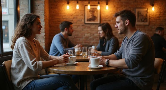Een candid foto van een speeddating evenement in Antwerpen.
