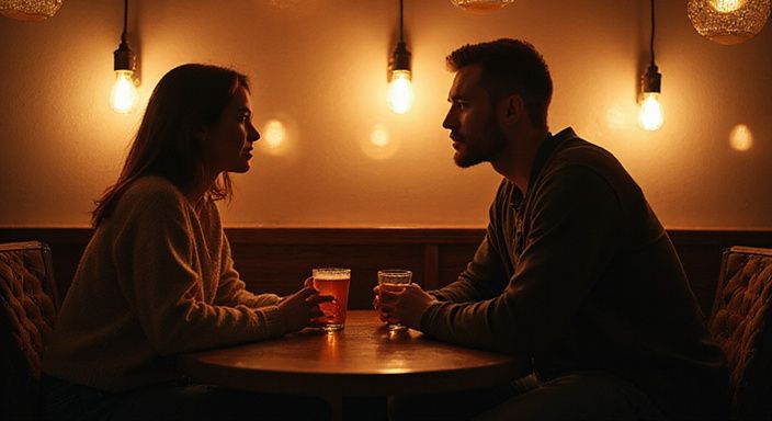 Twee mensen delen een intieme connectie tijdens een speeddate. Twee mensen delen een intieme connectie tijdens een speeddate.