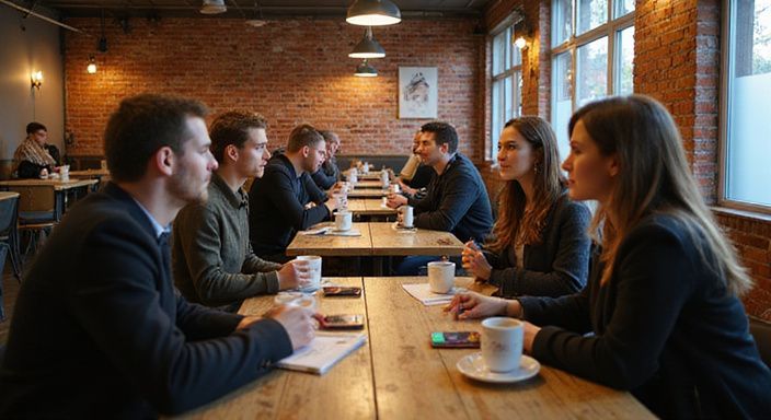 Candid speed dating evenement in een sfeervol modern café