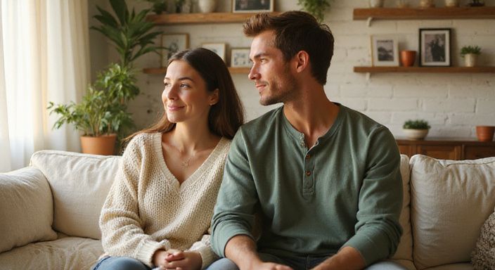 Een vrouw en een man zitten ontspannen op een bank.